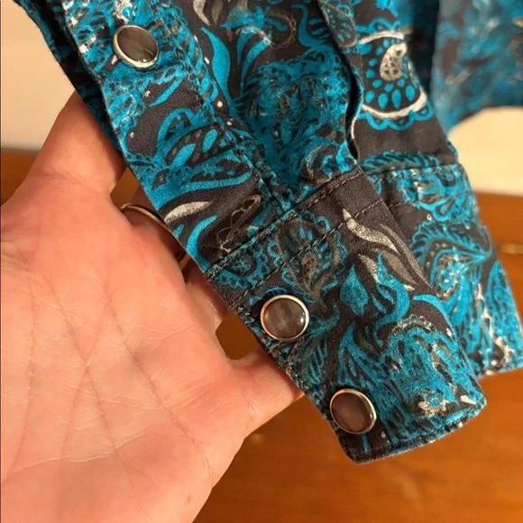 Men's Blue Paisley Western Button Up Shirt Cody James Authentic Western Wear - Picture 7 of 17